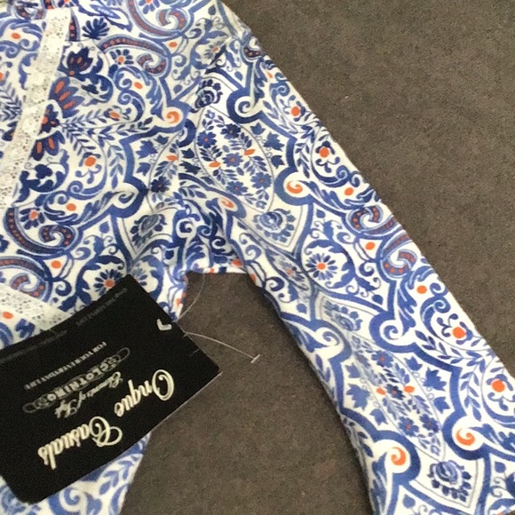 Boho Sundance hoodie 3/4 sleeve zip up Blue - Picture 4 of 8